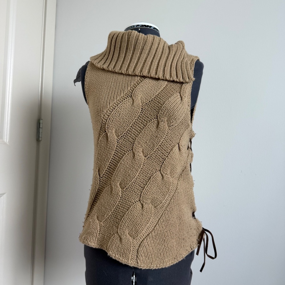 Vintage 90s Mockneck Cableknit Sweater Tank with Side‎ Tie